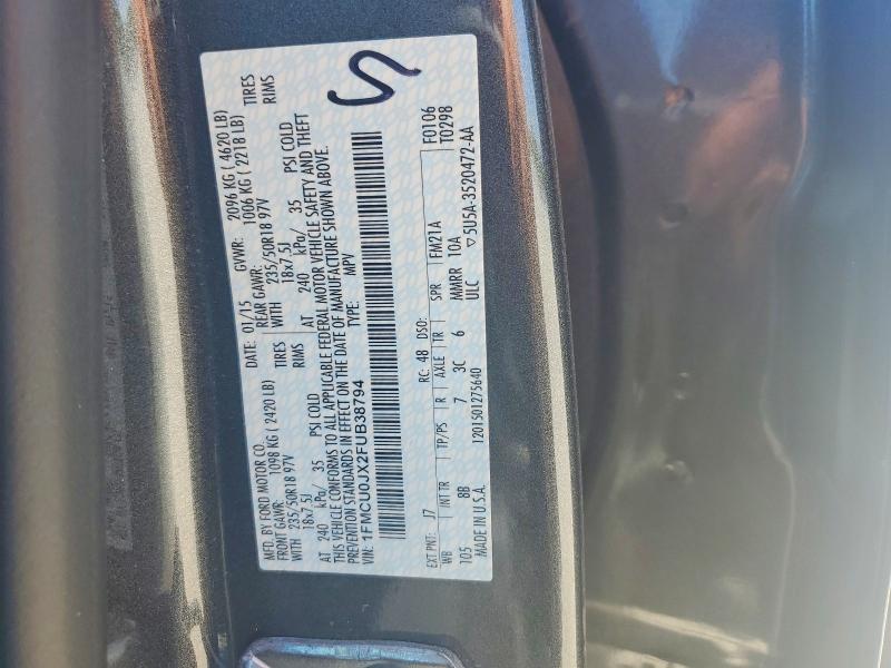 Продаж на аукціоні авто 2015 Ford Escape, vin: 1FMCU0JX2FUB38794, номер лоту: 54127146