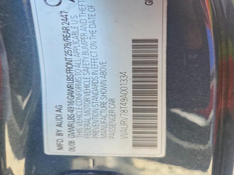 52850226 :رقم المزاد ، WAURV78T49A001334 vin ، 2009 Audi S5 مزاد بيع