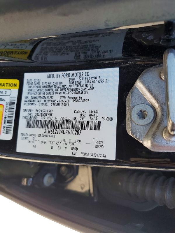 Продажа на аукционе авто 2016 Lincoln Mkz, vin: 3LN6L2J94GR610287, номер лота: 53929466