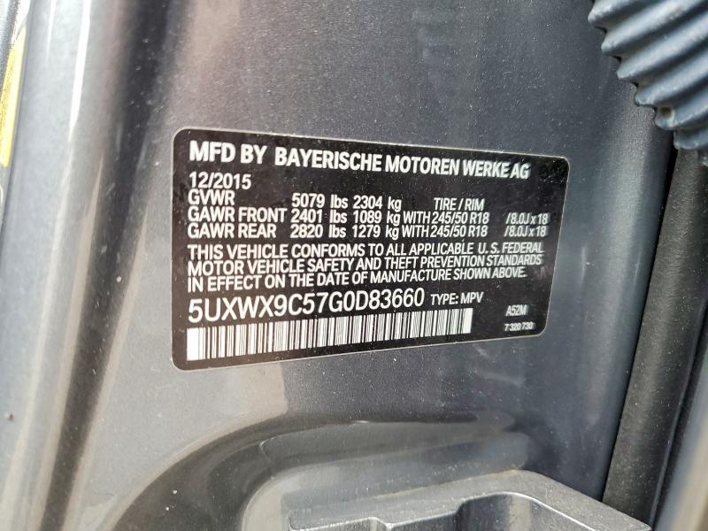 Aukcja sprzedaży 2016 Bmw X3, vin: 5UXWX9C57G0D83660, numer aukcji: 54702116