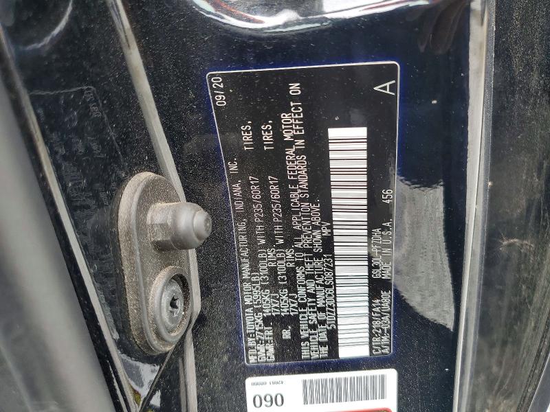 2020 Toyota Sienna მანქანა იყიდება აუქციონზე, vin: 5TDZZ3DC6LS087231, აუქციონის ნომერი: 52869316