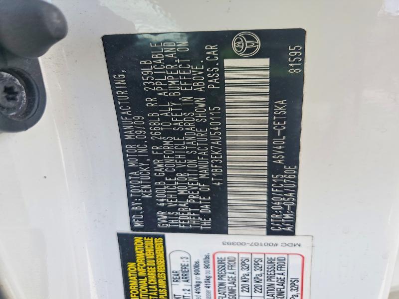 Aukcja sprzedaży 2010 Toyota Camry, vin: 4T1BF3EK7AU540115, numer aukcji: 55554136