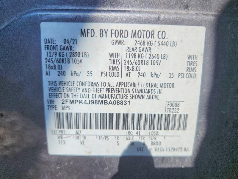 Продажа на аукционе авто 2021 Ford Edge, vin: 2FMPK4J98MBA08831, номер лота: 53254556