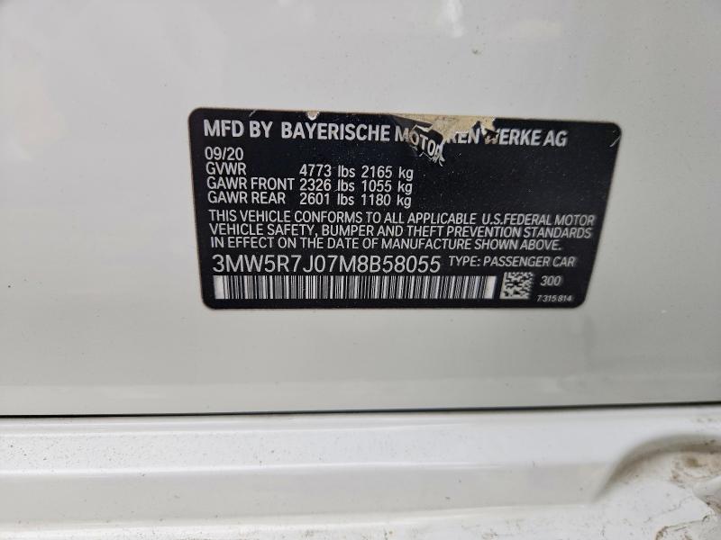 Продаж на аукціоні авто 2021 Bmw 330xi, vin: 3MW5R7J07M8B58055, номер лоту: 52917456