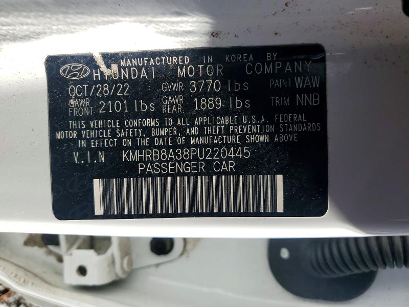 51969566 :رقم المزاد ، KMHRB8A38PU220445 vin ، 2023 Hyundai Venue مزاد بيع