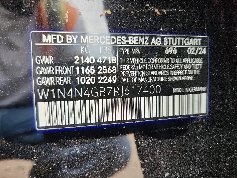 54630796 :رقم المزاد ، W1N4N4GB7RJ617400 vin ، 2024 Mercedes-benz Gla مزاد بيع