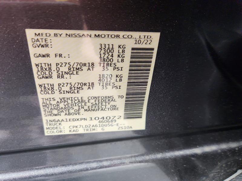 Продажа на аукционе авто 2023 Nissan Titan, vin: 1N6AA1EDXPN104072, номер лота: 54204816