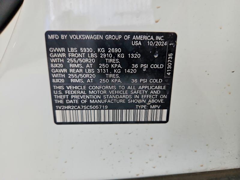 54633146 :رقم المزاد ، 1V2HR2CA7SC505719 vin ، 2025 Volkswagen Atlas مزاد بيع