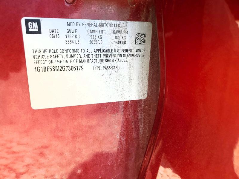 Продажа на аукционе авто 2016 Chevrolet Cruze, vin: 1G1BE5SM2G7306179, номер лота: 53699796