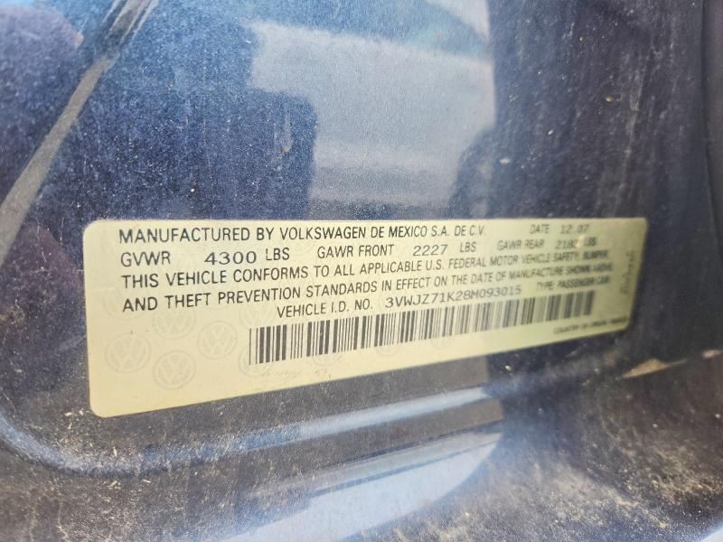 55106086 :رقم المزاد ، 3VWJZ71K28M093015 vin ، 2008 Volkswagen Jetta مزاد بيع