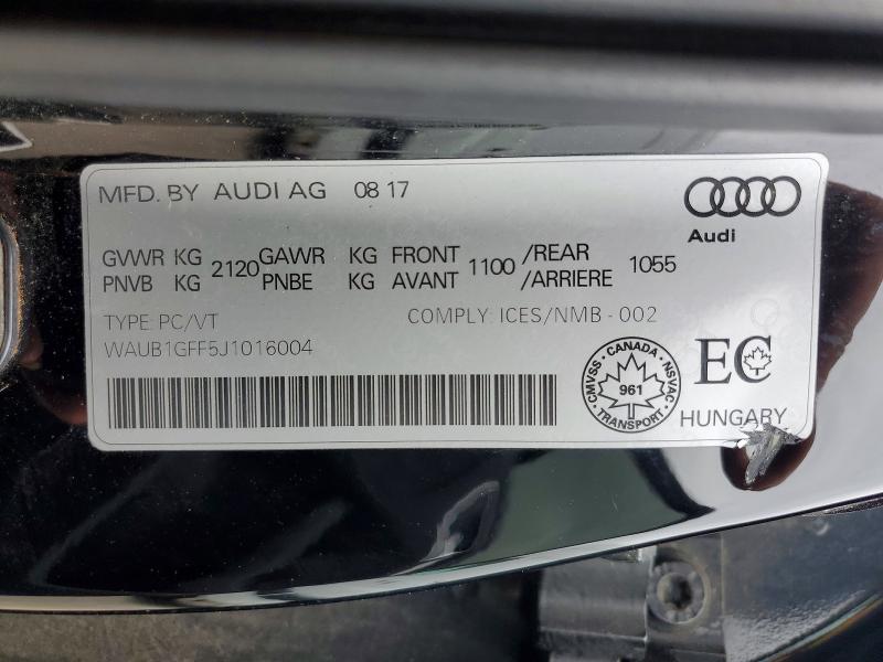 53025126 :رقم المزاد ، WAUB1GFF5J1016004 vin ، 2018 Audi S3 مزاد بيع