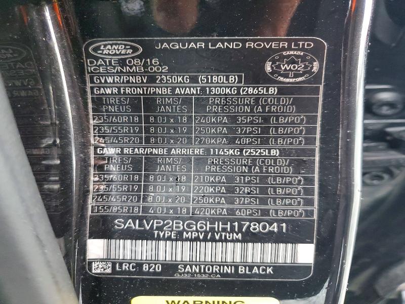 Продажа на аукционе авто 2017 Land Rover Range Rover Evoque, vin: SALVP2BG6HH178041, номер лота: 53283106