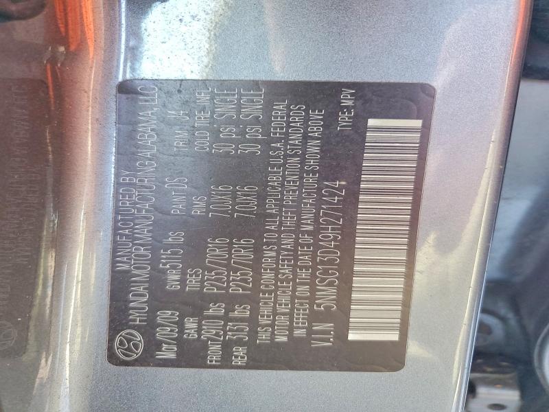 55131056 :رقم المزاد ، 5NMSG13D49H271424 vin ، 2009 Hyundai Santa Fe مزاد بيع