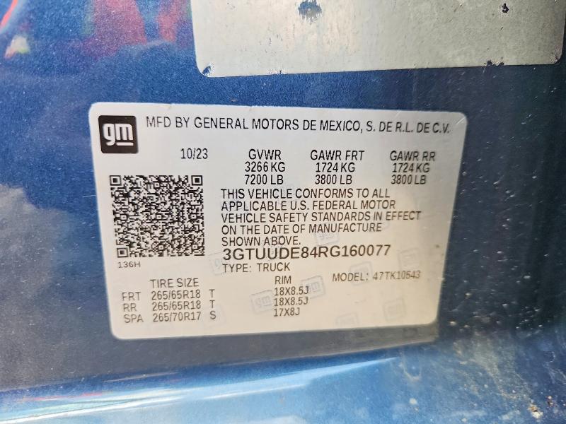Продаж на аукціоні авто 2024 Gmc Sierra, vin: 3GTUUDE84RG160077, номер лоту: 54646366