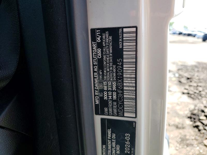 Продаж на аукціоні авто 2011 Mercedes-benz G, vin: WDCYC3HF6BX190945, номер лоту: 55098406