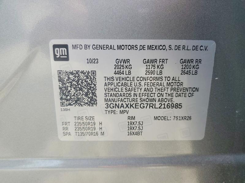 Aukcja sprzedaży 2024 Chevrolet Equinox, vin: 3GNAXKEG7RL216985, numer aukcji: 52332136