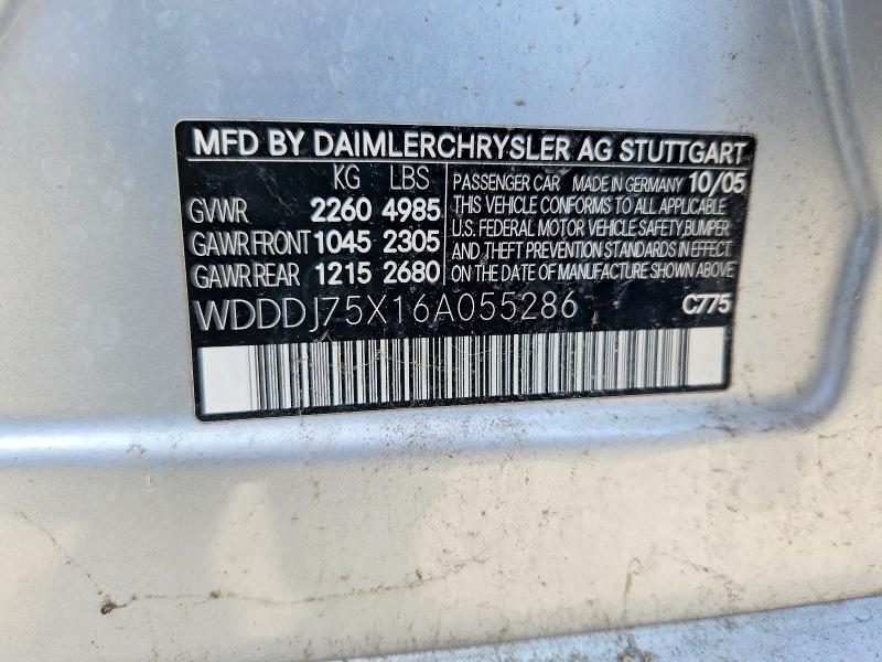 Продаж на аукціоні авто 2006 Mercedes-benz Cls, vin: WDDDJ75X16A055286, номер лоту: 53856516