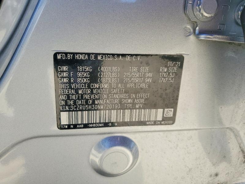 Auction sale of the 2022 Honda Hr-v, vin: 3CZRU5H30NM720193, lot number: 53817406