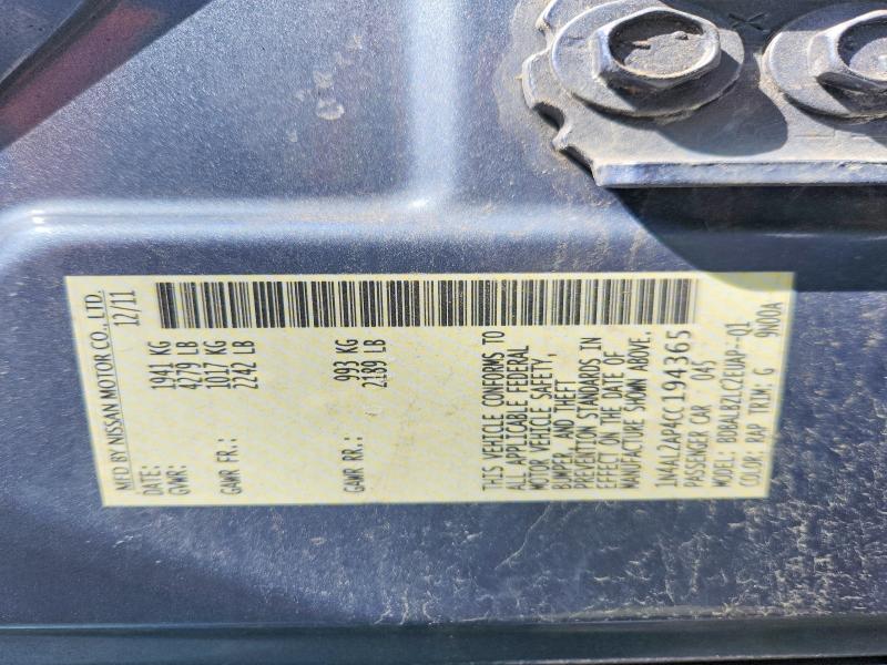 51139726 :رقم المزاد ، 1N4AL2AP4CC194365 vin ، 2012 Nissan Altima مزاد بيع