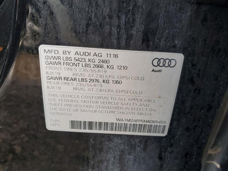 Продаж на аукціоні авто 2017 Audi Q5, vin: WA1M2AFP5HA085455, номер лоту: 54698326