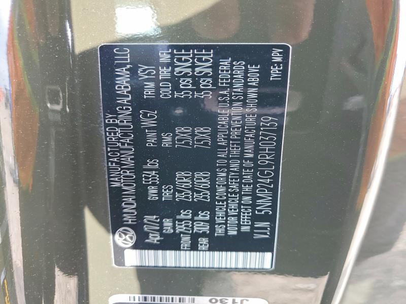 Продажа на аукционе авто 2024 Hyundai Santa Fe, vin: 5NMP24GL9RH037139, номер лота: 52582156