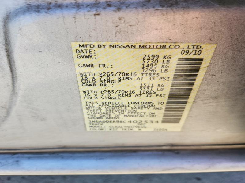 Aukcja sprzedaży 2011 Nissan Frontier, vin: 1N6AD0ER9BC402534, numer aukcji: 53989496
