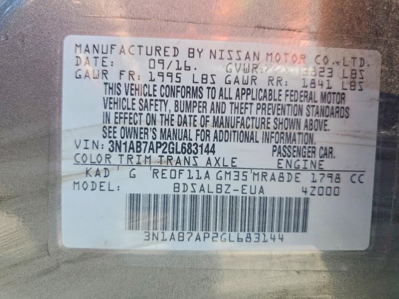 Aukcja sprzedaży 2016 Nissan Sentra, vin: 3N1AB7AP2GL683144, numer aukcji: 53781666