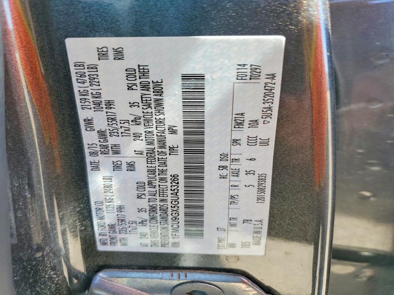 Продажа на аукционе авто 2016 Ford Escape, vin: 1FMCU9GX5GUA53266, номер лота: 54231926