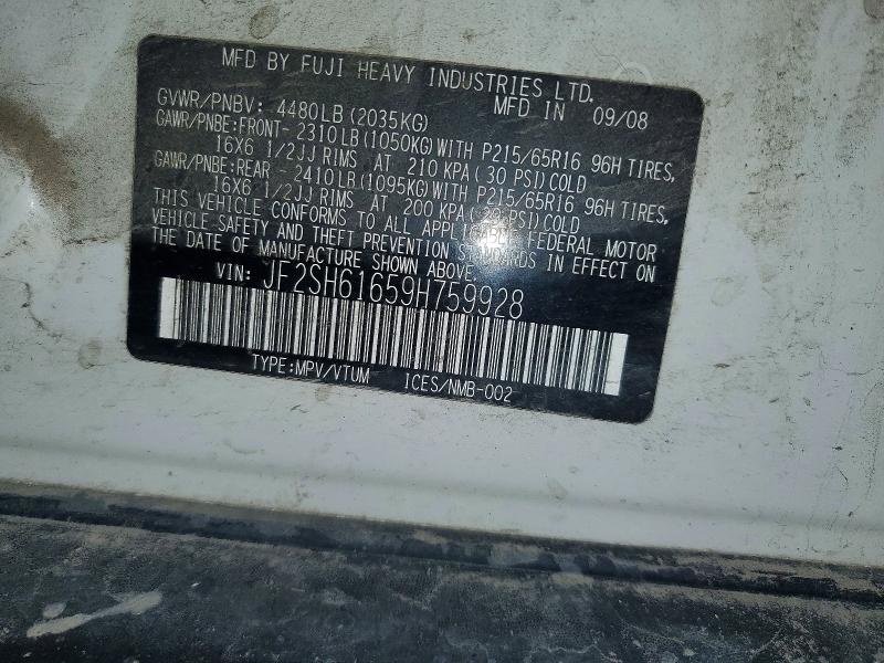 Продаж на аукціоні авто 2009 Subaru Forester, vin: JF2SH61659H759928, номер лоту: 54652816