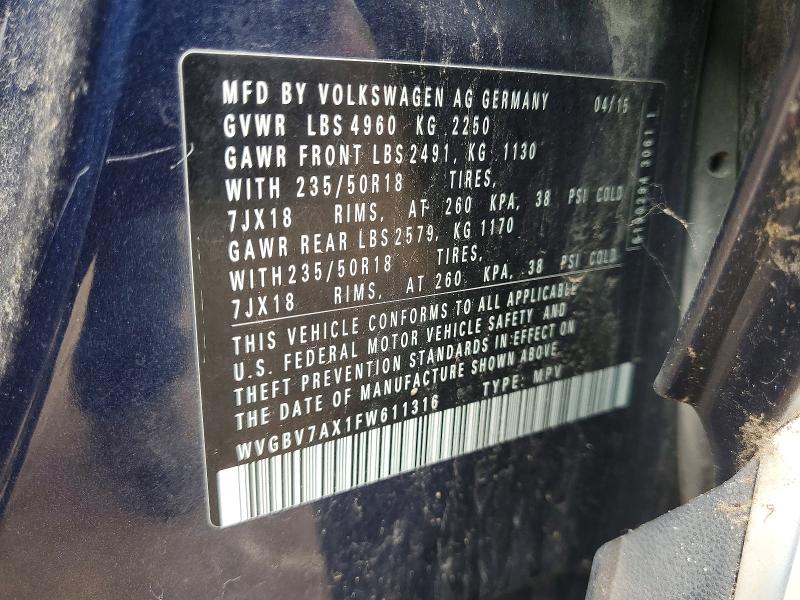 Продажа на аукционе авто 2015 Volkswagen Tiguan, vin: WVGBV7AX1FW611316, номер лота: 52325206