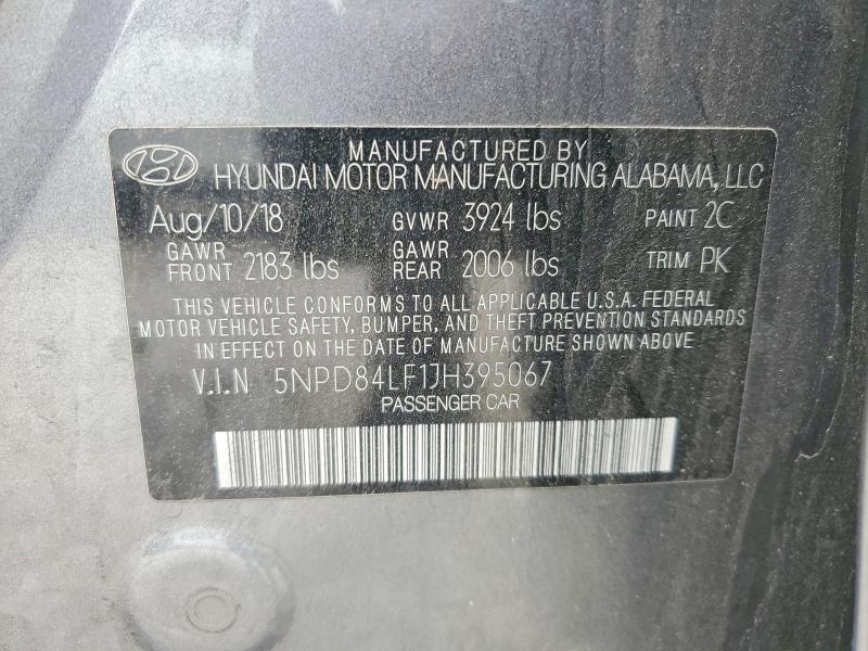 54017376 :رقم المزاد ، 5NPD84LF1JH395067 vin ، 2018 Hyundai Elantra مزاد بيع