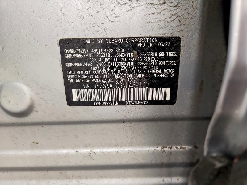 Продажа на аукционе авто 2022 Subaru Forester, vin: JF2SKAJC3NH489179, номер лота: 53448916