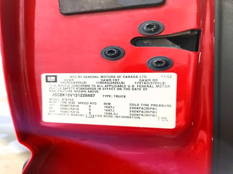 Продаж на аукціоні авто 2003 Chevrolet Silverado, vin: 2GCEK19V131228487, номер лоту: 52861266