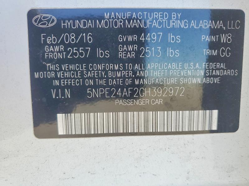 Продаж на аукціоні авто 2016 Hyundai Sonata, vin: 5NPE24AF2GH392972, номер лоту: 52812856
