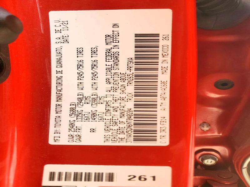 52506006 :رقم المزاد ، 3TYAX5GN6NT040204 vin ، 2022 Toyota Tacoma مزاد بيع