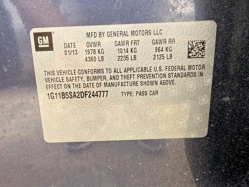 Продажа на аукционе авто 2013 Chevrolet Malibu, vin: 1G11B5SA2DF244777, номер лота: 53782166