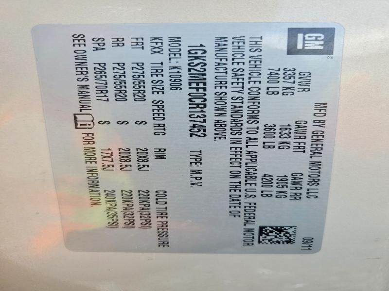 Продаж на аукціоні авто 2012 Gmc Yukon Xl, vin: 1GKS2MEF0CR137452, номер лоту: 52267876