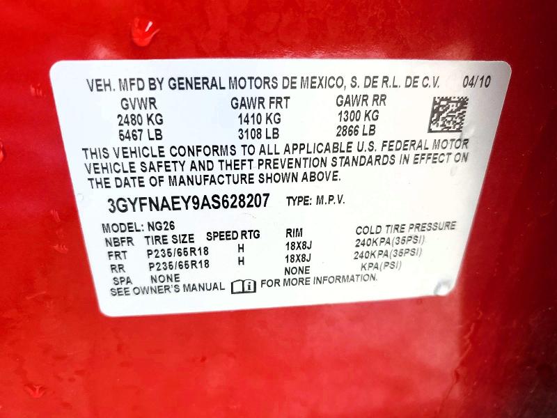 Продажа на аукционе авто 2010 Cadillac Srx, vin: 3GYFNAEY9AS628207, номер лота: 54994076