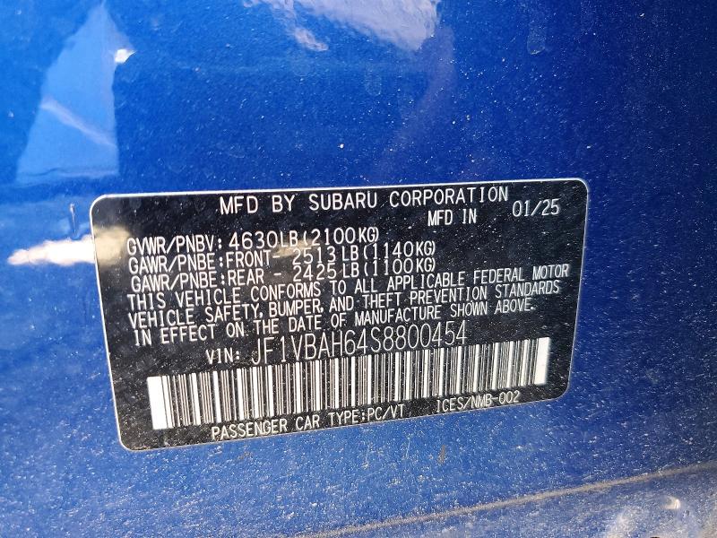 Продажа на аукционе авто 2025 Subaru Wrx, vin: JF1VBAH64S8800454, номер лота: 53805656