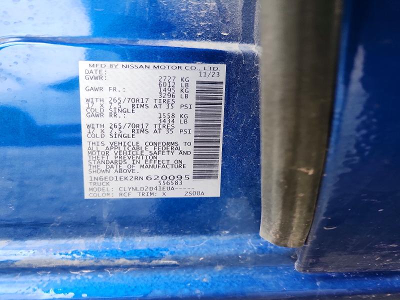 2024 Nissan Frontier მანქანა იყიდება აუქციონზე, vin: 1N6ED1EK2RN620095, აუქციონის ნომერი: 52481966