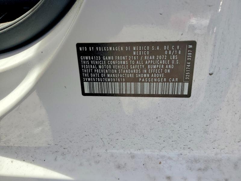 Aukcja sprzedaży 2019 Volkswagen Jetta, vin: 3VWE57BU7KM091619, numer aukcji: 54367076