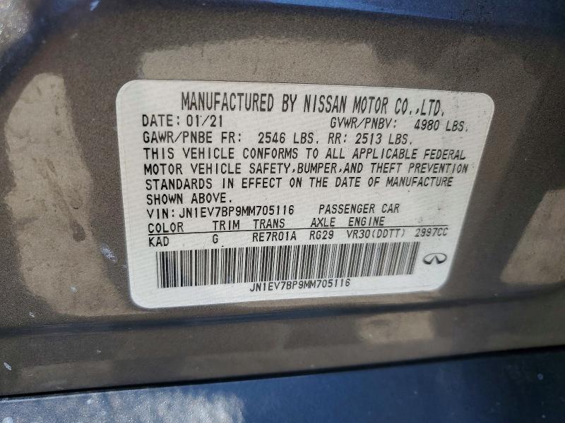 Продаж на аукціоні авто 2021 Infiniti Q50, vin: JN1EV7BP9MM705116, номер лоту: 54971396
