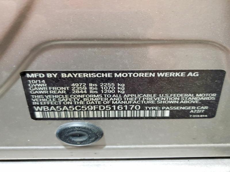Aukcja sprzedaży 2015 Bmw 528, vin: WBA5A5C59FD516170, numer aukcji: 52836916