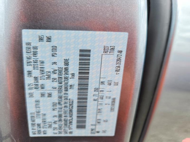 55426926 :رقم المزاد ، 1FTVW3LK6SWG28227 vin ، 2025 Ford F150 مزاد بيع