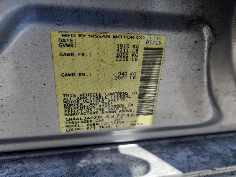54479696 :رقم المزاد ، 1N4AL3AP2FC437746 vin ، 2015 Nissan Altima مزاد بيع