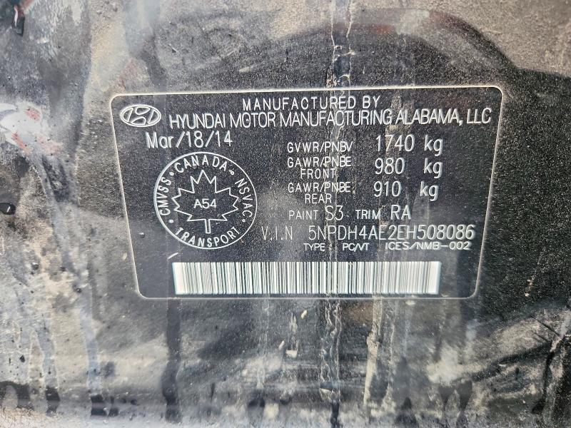 Продажа на аукционе авто 2014 Hyundai Elantra, vin: 5NPDH4AE2EH508086, номер лота: 54685266