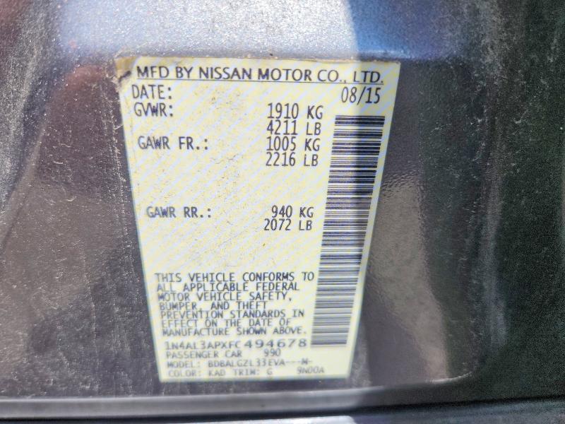 Aukcja sprzedaży 2015 Nissan Altima, vin: 1N4AL3APXFC494678, numer aukcji: 55156086