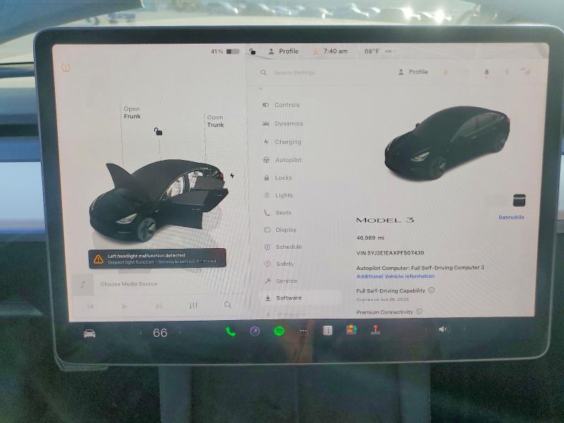 52186616 :رقم المزاد ، 5YJ3E1EAXPF507439 vin ، 2023 Tesla Model 3 مزاد بيع