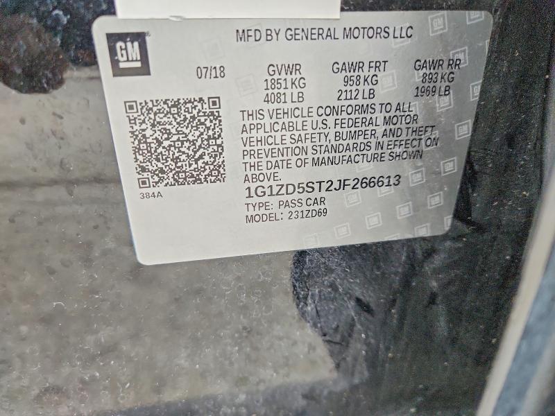 2018 Chevrolet Malibu მანქანა იყიდება აუქციონზე, vin: 1G1ZD5ST2JF266613, აუქციონის ნომერი: 52969426