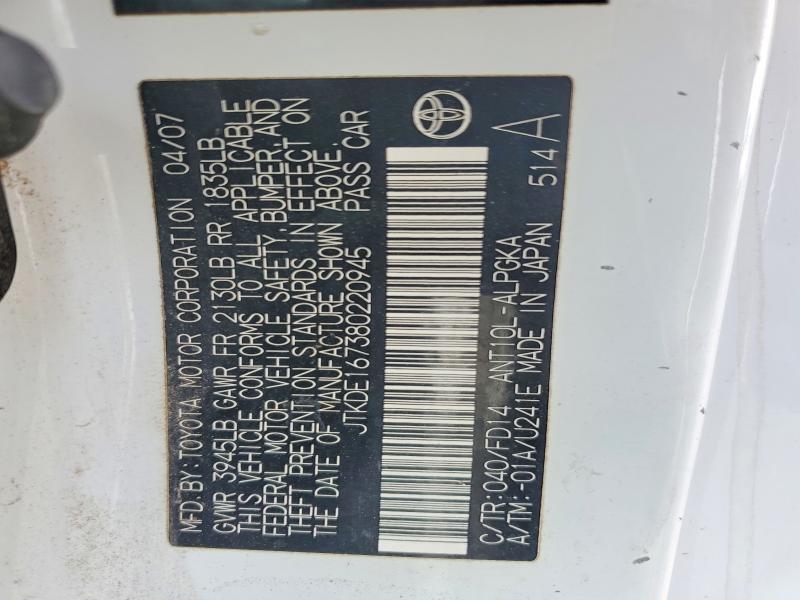 Продаж на аукціоні авто 2008 Scion Tc, vin: JTKDE167380220945, номер лоту: 52301936